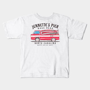 Jennette’s Pier, NC Summer Surfboards on the Fourth Kids T-Shirt